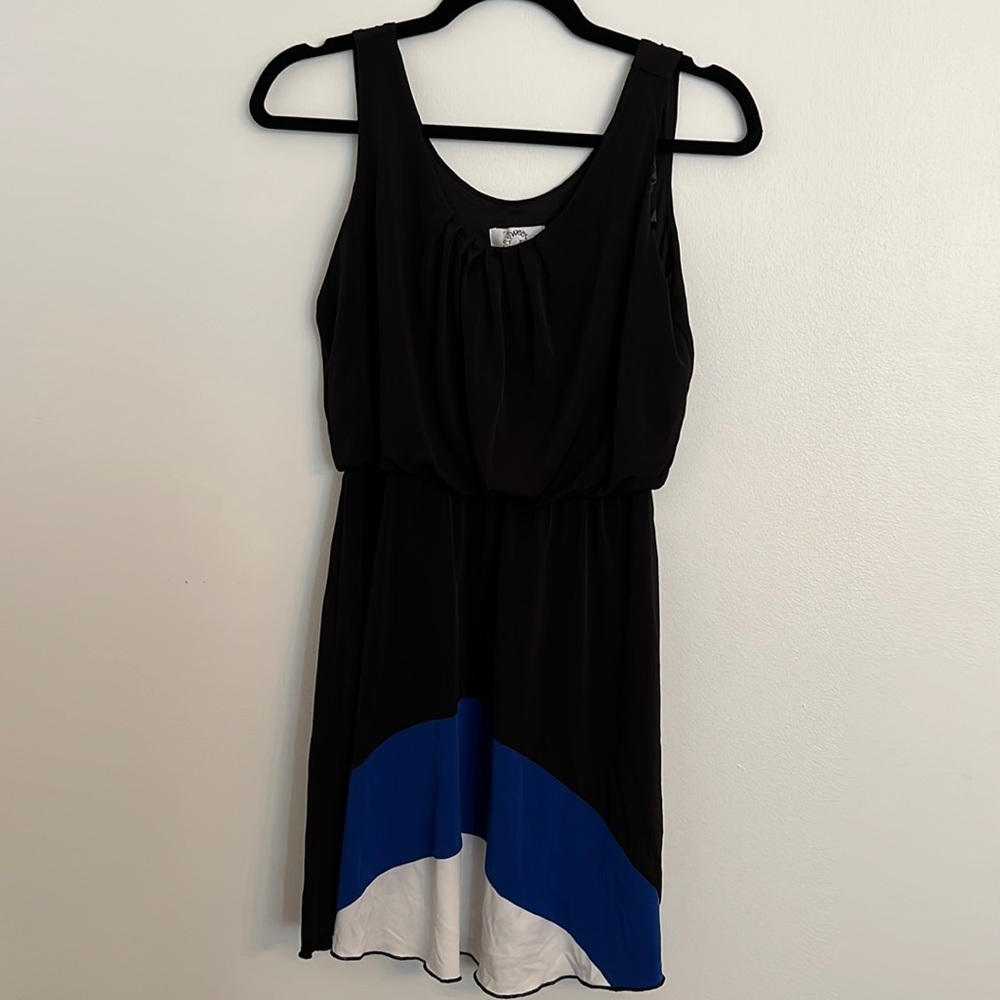 Dress: black, royal blue, white